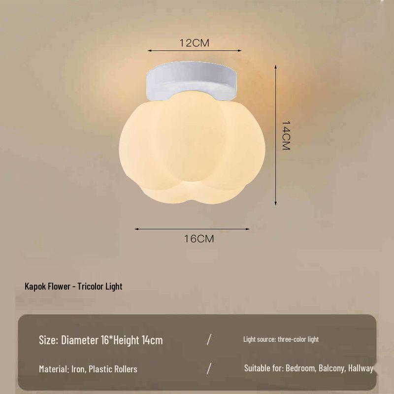 French Retro Ceiling Light with Chinese Corridor Style, Pumpkin-Shaped for Balcony and Entrance Hall
