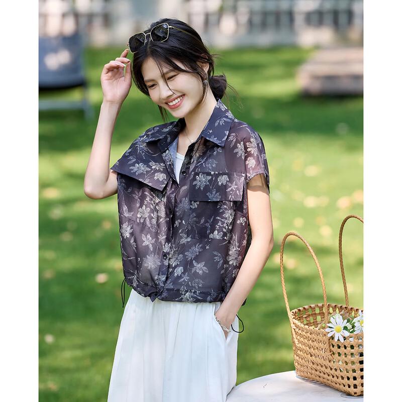 TERRE BLEUE Women s Fashion Short Sleeve Casual Shirt XL