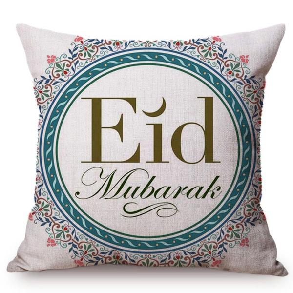 Islamic Eid Ramadan Sofa Decoration Throw Pillow Case Muslim Kareem Moon Greetings Text Symbols Cotton Linen Car Cushion Cover