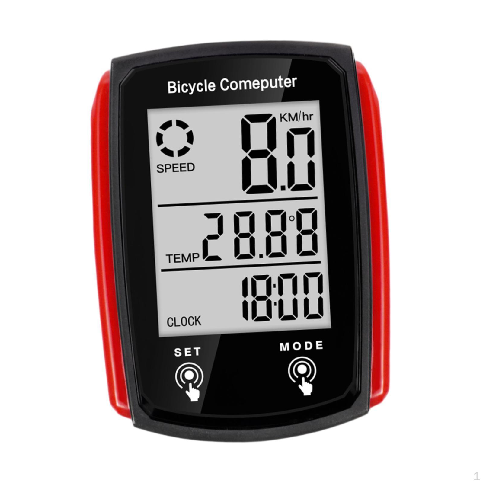 Велосипедный компьютер Проводной цифровой ЖК-экран с подсветкой Часы Цикл Black Red