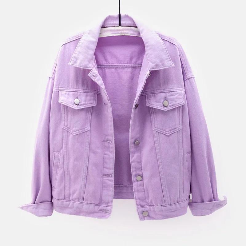 Klassische Jeansjacke Damen Jeans Jean Boyfriend Jacken für Damen Oversize Lockerer Mantel Veste Femme Lila Weiß Gelb Mujer