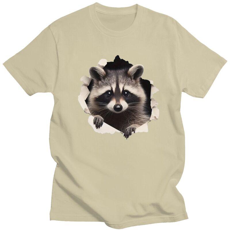 Custom Funny Raccoon T Shirts Men Pure Cotton Tees Tshirt Tshirt