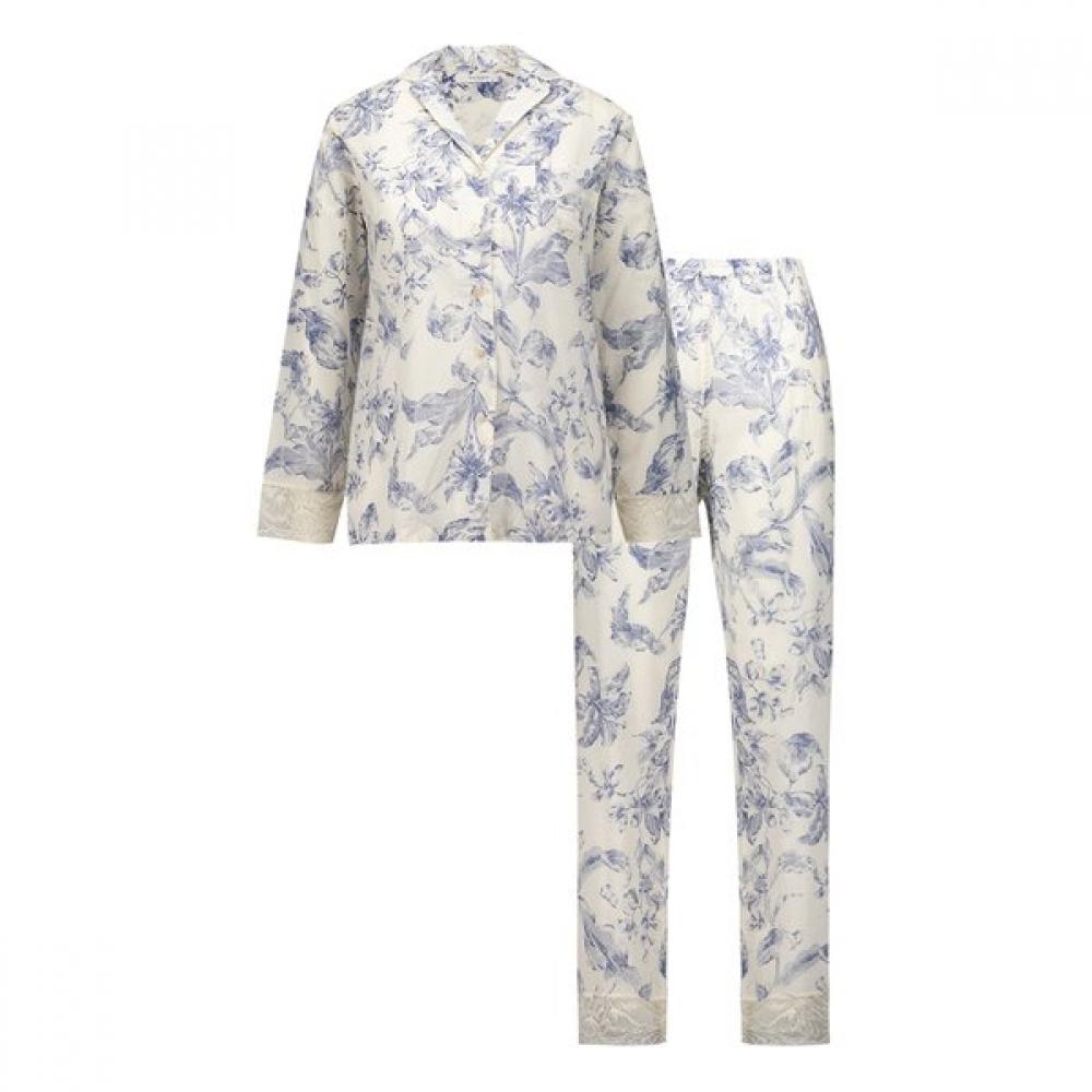 Barbara Women S Pine Print aSamian Pajama Awp4594b Blue/85
