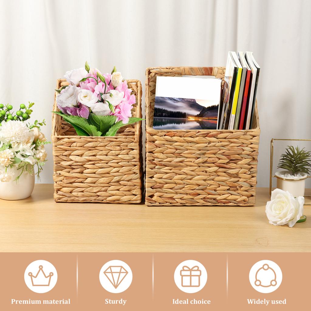 2 Stück Hängender gewebter Aufbewahrungskorb Handgewebter hängender Imitat-Rattan-gewebter Aufbewahrungsorganizer mit Griff für Badezimmer Küche