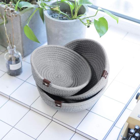 1 Set Breathable Woven Storage Basket with Handle Flax Eco-friendly Woven Storage Box for Bedroom