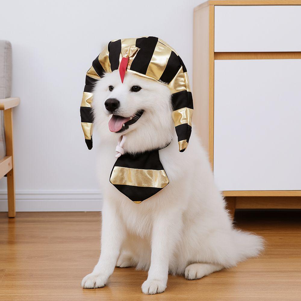 Cute Pet Egyptian Pharaoh Hat Breathable Cat Golden Pharaoh Hat Halloween Party Hat  Photo Props
