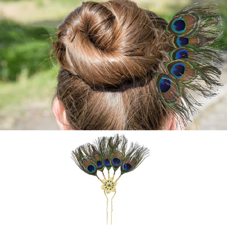 Traditional Thai Peacocks Leaf Hair Decoration Alloy Hair Accesories with Rhinestones Hairpieces for Special Occasion