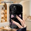 Phone Case: 2D Flat Design Suitable for iPhone 18 17 16 15 14 13 Pro Film Protective Case, Couple Style, Little Black Cat Peeking, Christmas and Hallo