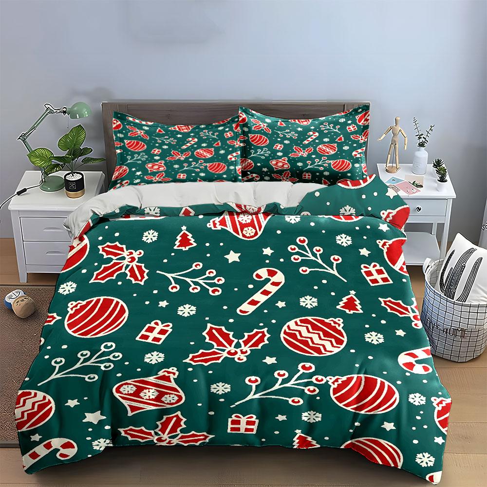 Festive Holiday Charm Bedding Sets Duvet Cover Sets Duvet Covers Pillowcases(1*Duvet Cover 2*Pillowcases Without Duvet Insert)