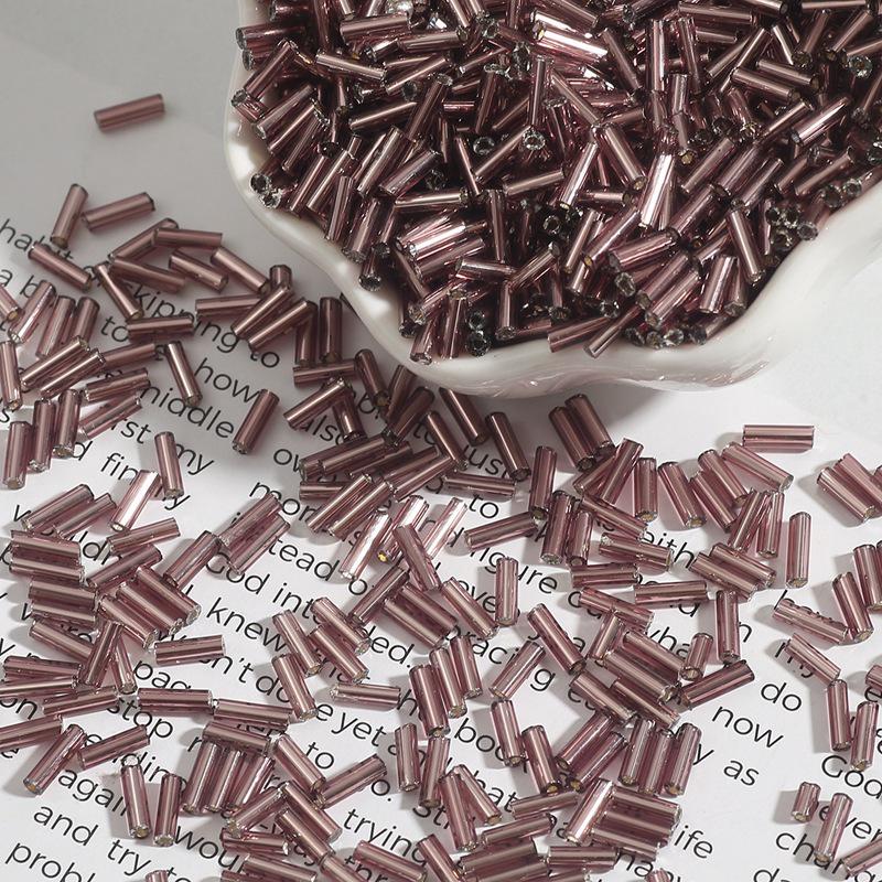 7mm Silver-Filled Glass Rice Tube Beads for DIY Jewelry, Necklace & Clothing Accessories