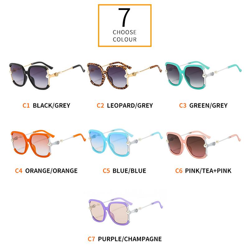 Luxury Designer Square Big Frame Sunglasses Women Fashion Vintage Pearl Oversized Sun Glasses Female Eyewear