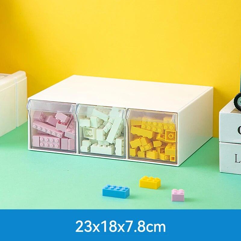 Desktop Drawer Storage Box Stackable Building Blocks Organizer Transparent Lego Toy Sundries Organizer Bins Home Cosmetics Boxes