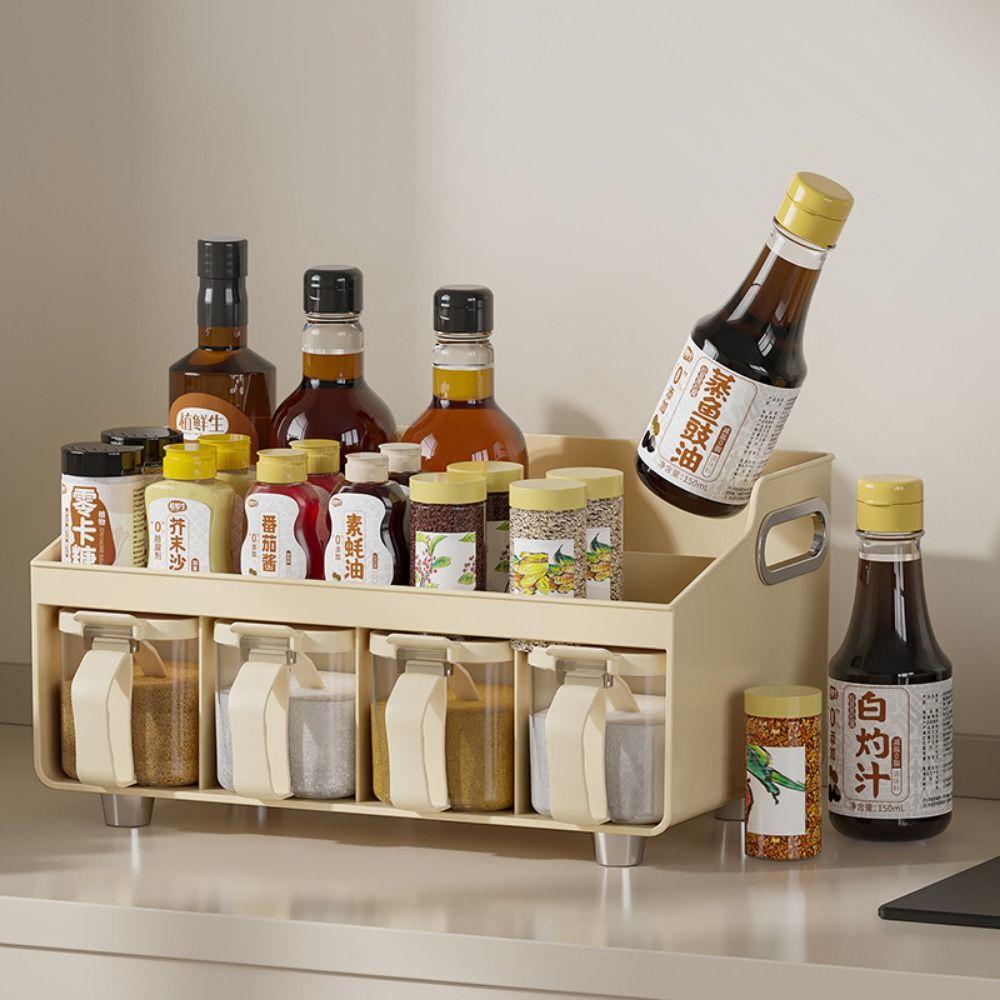 Handle Spice Racks Luxury Freestanding Multifunctional Spice Jars Set Space Saving Pantry Container Seasoning Box Cooking
