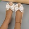 Fashion Fashion Bowknot Wedge Pumps for Women 2025 Spring Summer Patent Leather Nude Pumps Woman Lightweight Slip On Dress Party Shoes