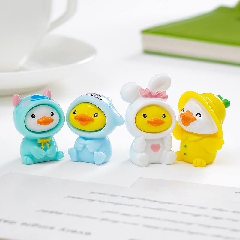5-Piece Mixed Cute Duck Resin Miniatures Figurines, Adorable Mini Duck Statues, Diy Craft Accessory, Car Dashboard Ornament