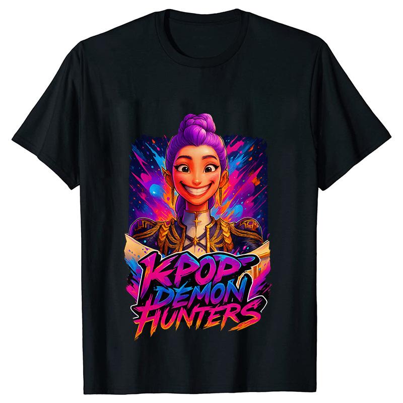 Movie KPop Demon Hunters Graphic Print T-shirt Rumi Mira Zoey Tshirt Saja Boys T Shirts Men's Women's Fashion Trend Streetwear