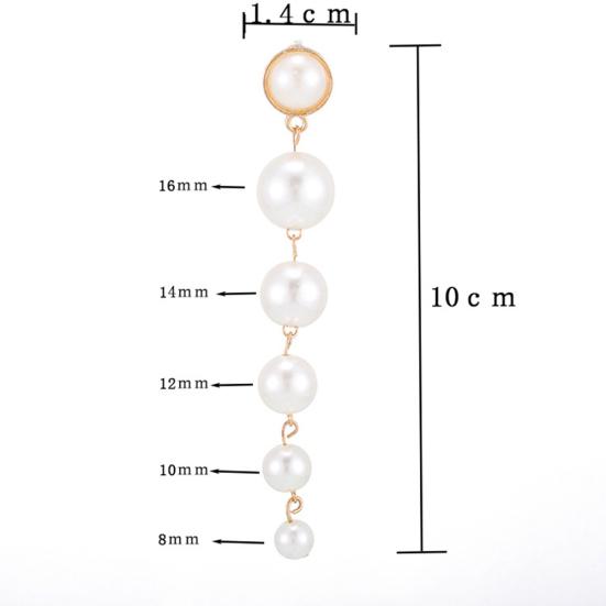 Fashion Women Big Round Faux Pearl Dangle Long Drop Stud Earrings Jewelry Gift