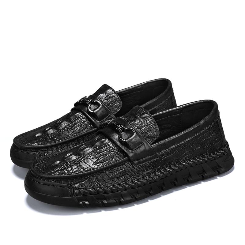 

Универсальная мужская прогулочная обувь, новое поступление, классическая мужская обувь, свадебные кожаные модные туфли на плоской подошве, мужская повседневная обувь с крокодиловым узором 46 чёрный