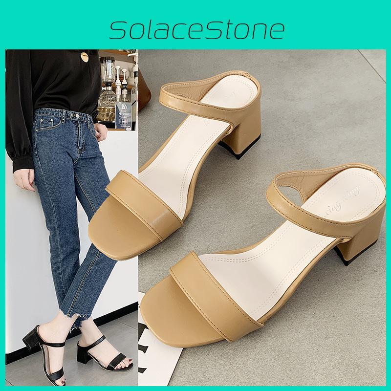 Summer Slipon Womens Chunky Heeled Sandals With Rubber Sole For Everyday Use