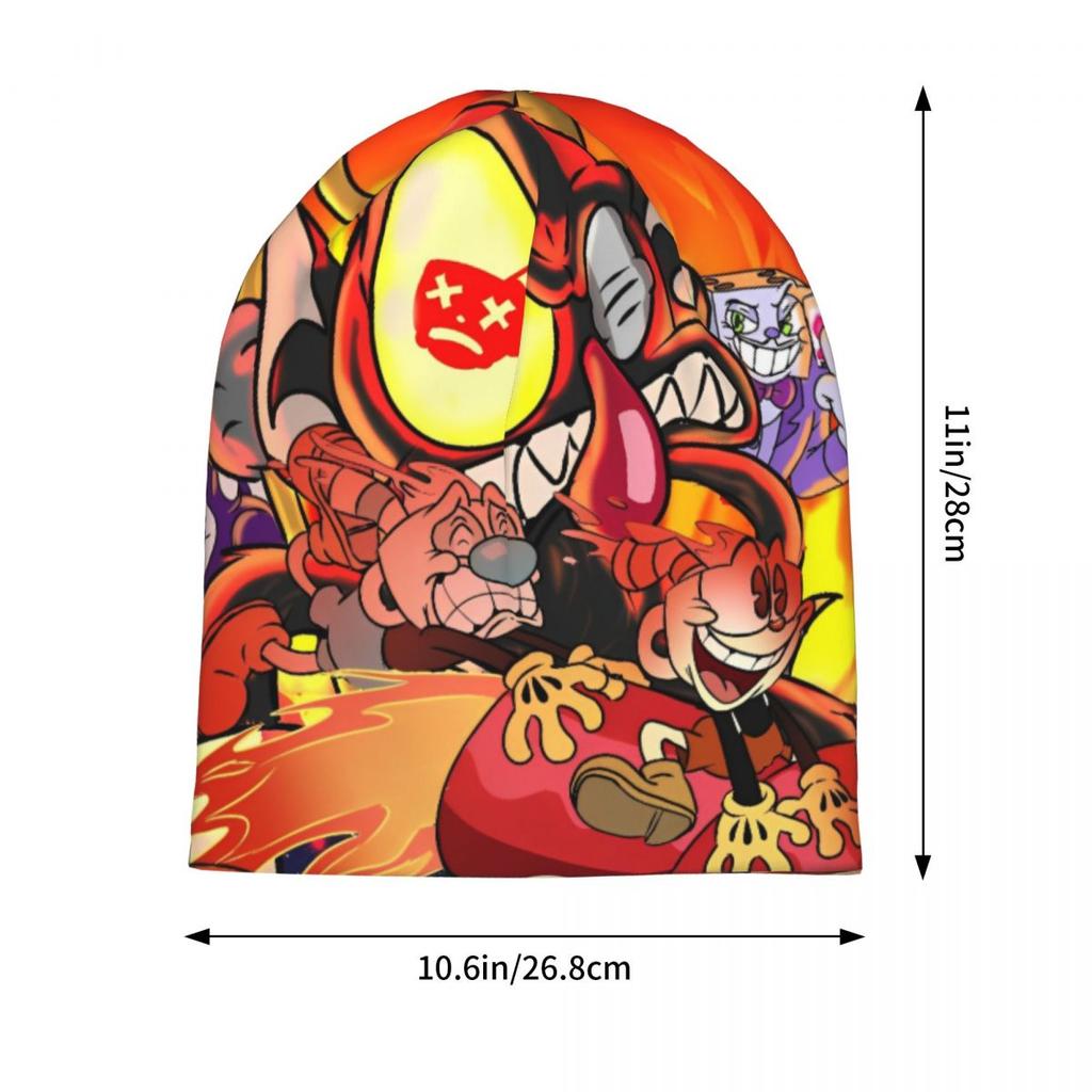 Great Retro Game Battle Cuphead Skullies Beanies Hats Spring Unisex Outdoor Caps Warm Multifunction Bonnet Hats
