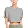 Women's Summer Cool Feeling Yoga Short Sleeve Quick Dry Casual Loose Fitness Outdoor Running Sports T-shirt