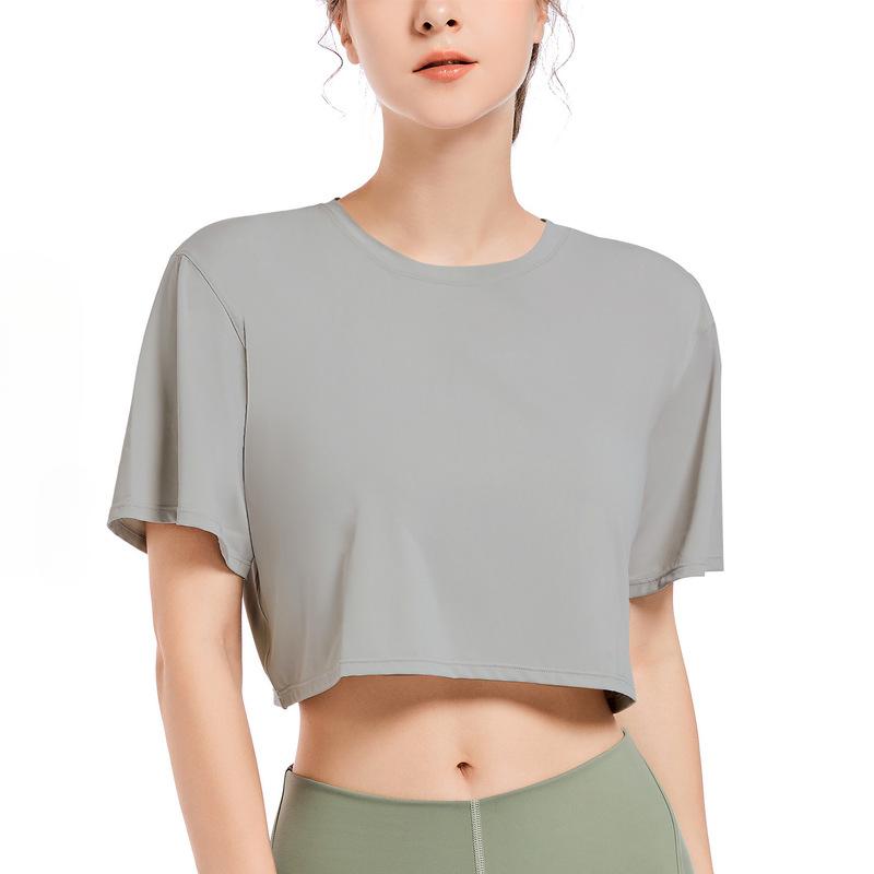 Women's Summer Cool Feeling Yoga Short Sleeve Quick Dry Casual Loose Fitness Outdoor Running Sports T-shirt
