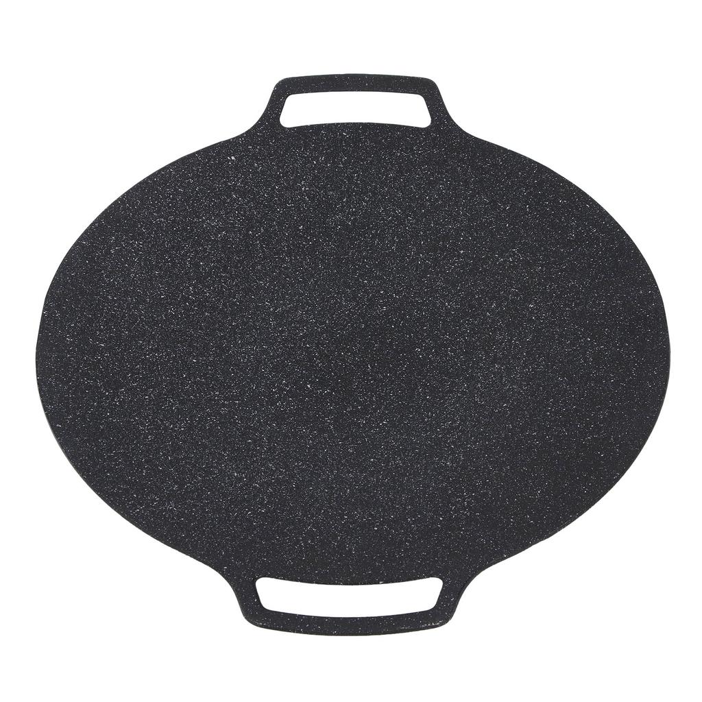 Korean Grill Pan Nonstick Round BBQ Griddle with 2 Handle Compatible for Induction Cooker Gas Stove Indoor Outdoor