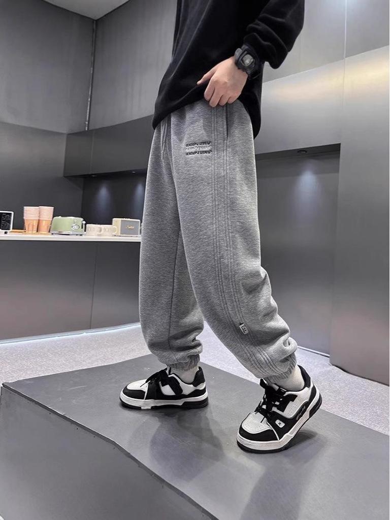 Boys' Striped High-Street Cuffed Sweatpants - Trendy Spring/Autumn Activewear