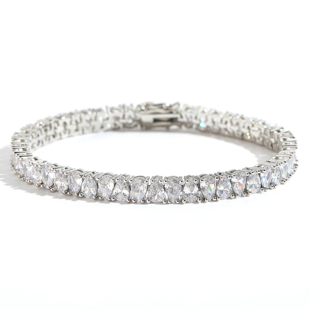 Cat Eye Oval Tennis Bracelet 6mm White Zircon Micro Pave Hip Hop Jewelry Mysterious Gaze Chain for Men Women