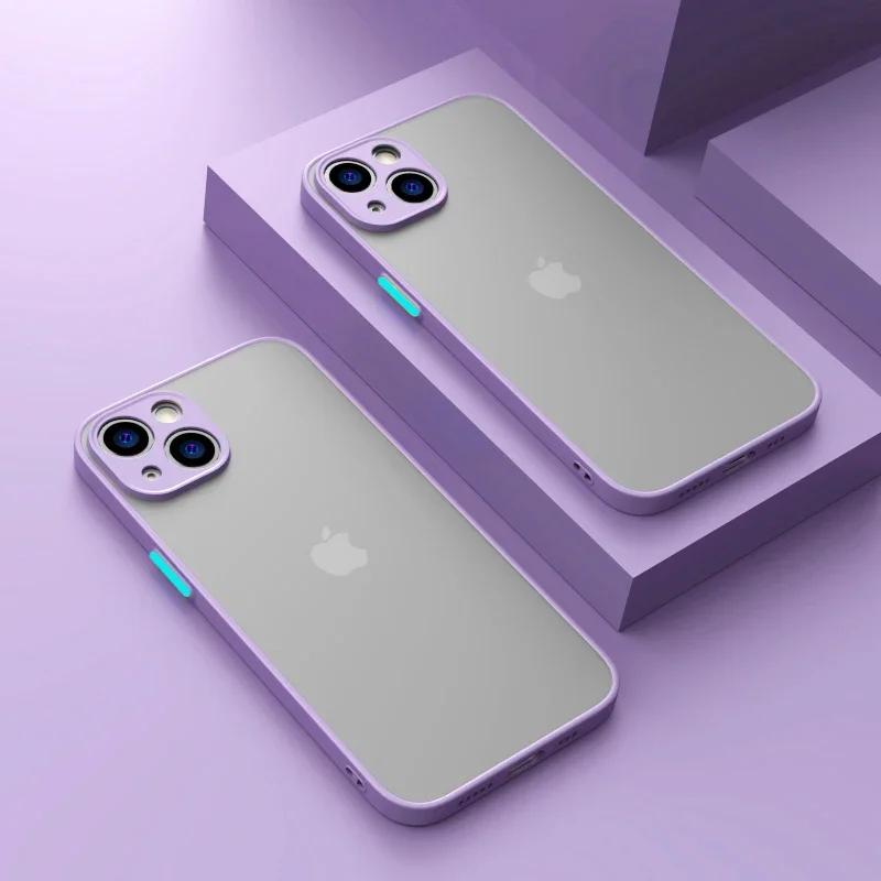 Shockproof Thin Matte Case For iPhone 15 16 13 12 11 14 Pro Max Plus Mini XR XS X Silicone Bumper Clear Hard Cover Capa Funda