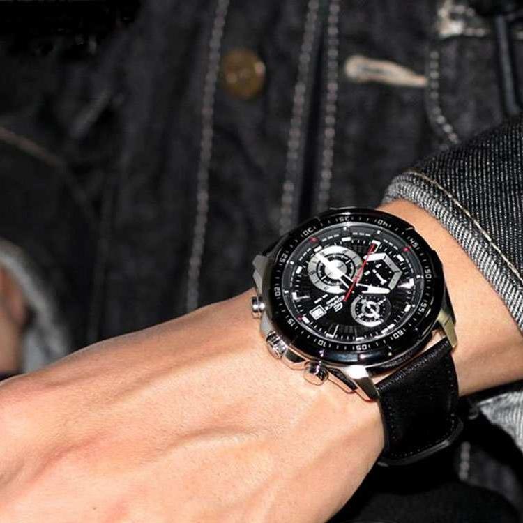 Casio Edifice Red Bull F1 Team Samarbetsstil Vattentät Trevisare Trevisare Enhörningsklocka Kvartsverk Äkta Läderarmband EFR-539L-1AV