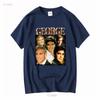 GEORGE CLOONEY T-SHIRT Vintage T-Shirt Anni '90 Retro Merch Omaggio Fan manica lunga o corta vintage Lavato grafica Unisex Versatile