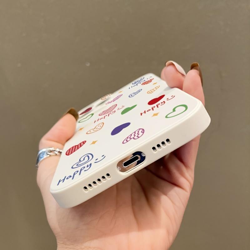 Heart-shaped Happy Design Phone Case Suitable for iPhone 17 16 15 14 13 12 11 Pro/ Max /Plus Anti-fall and Shockproof Back Cover