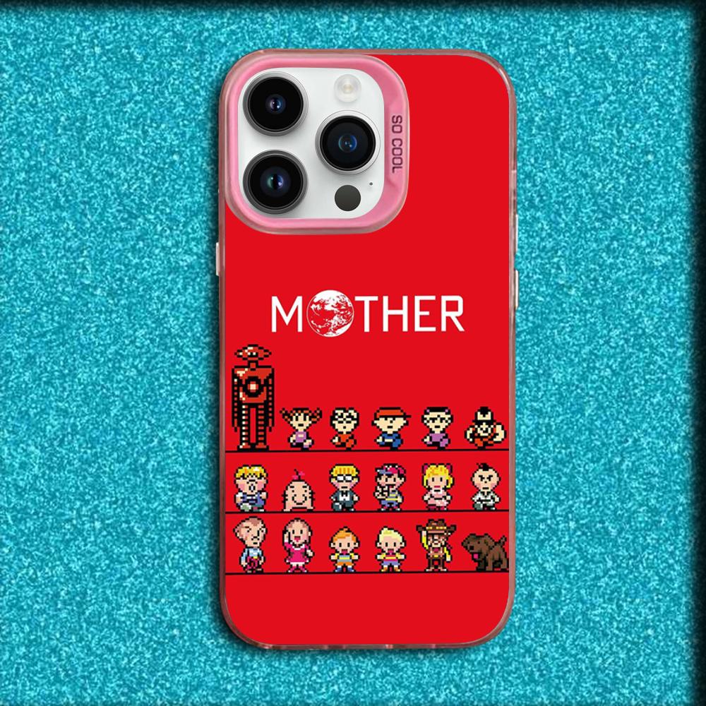 

Game E-EarthBound Mother 4 Phone Case For iPhone 16,15,14,13,12,11,Mini,Pro,MAX Pink Matte Silicone Cover iPhone14promax