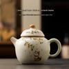 Ru Kiln Ceramic Teapot with Lucky Cat Design