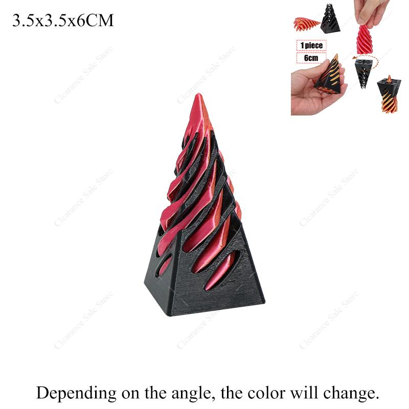 3D Printed Spiral Cone Impossible Pyramid Passthrough Fidget Toys Kids Sculpture Pass Through Vortex Thread Decompression Dolls