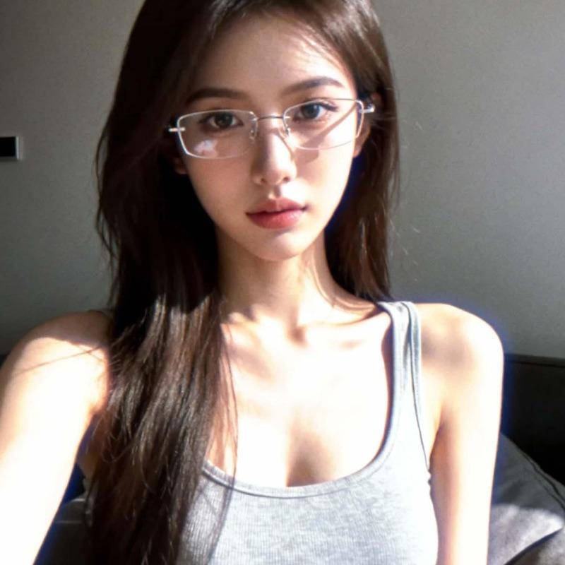 Korean INS Transparent Ultralight Rimless Glasses for Women Men Blue Light Blocking Glasses Rectangle Square Frameless Eyeglass