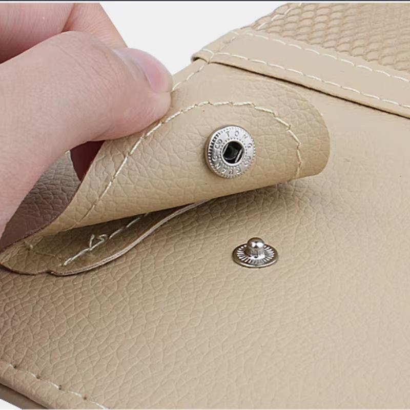 PU Leather Car Sun Visor Organizer Multi-Pocket Auto Storage Pouch With Sunglasses Clip For Card Phone Car Interior Organization
