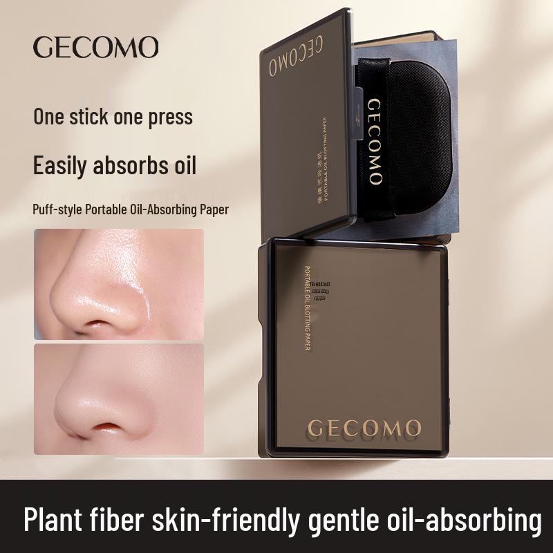 GECOMO Oil Blotting Puff with Mirror - Portable Matte Face Paper for Oily Skin