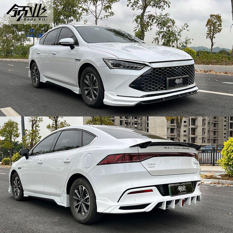 BYD Qin Plus Dmi/EV EFG Style Body Kit with Lights: Front & Rear Lips, Side Skirts, Tail Wing. Front Lip Painted (Color Optional)