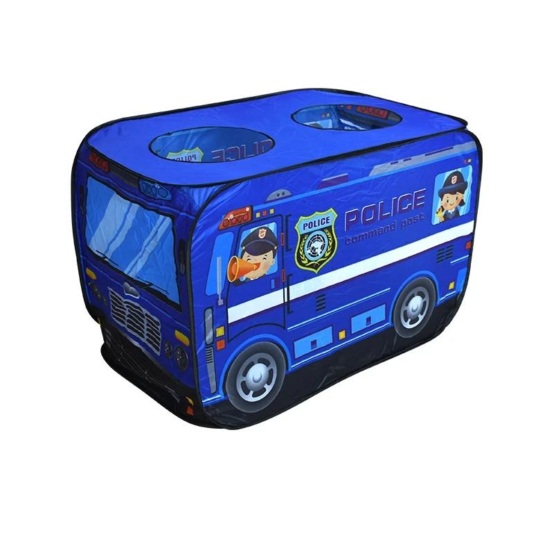 Children’s Fire Truck Police Bus Play Tent - Foldable Pop Up Game Play House Cloth Toy Gift & Firefighting Model for Photography
