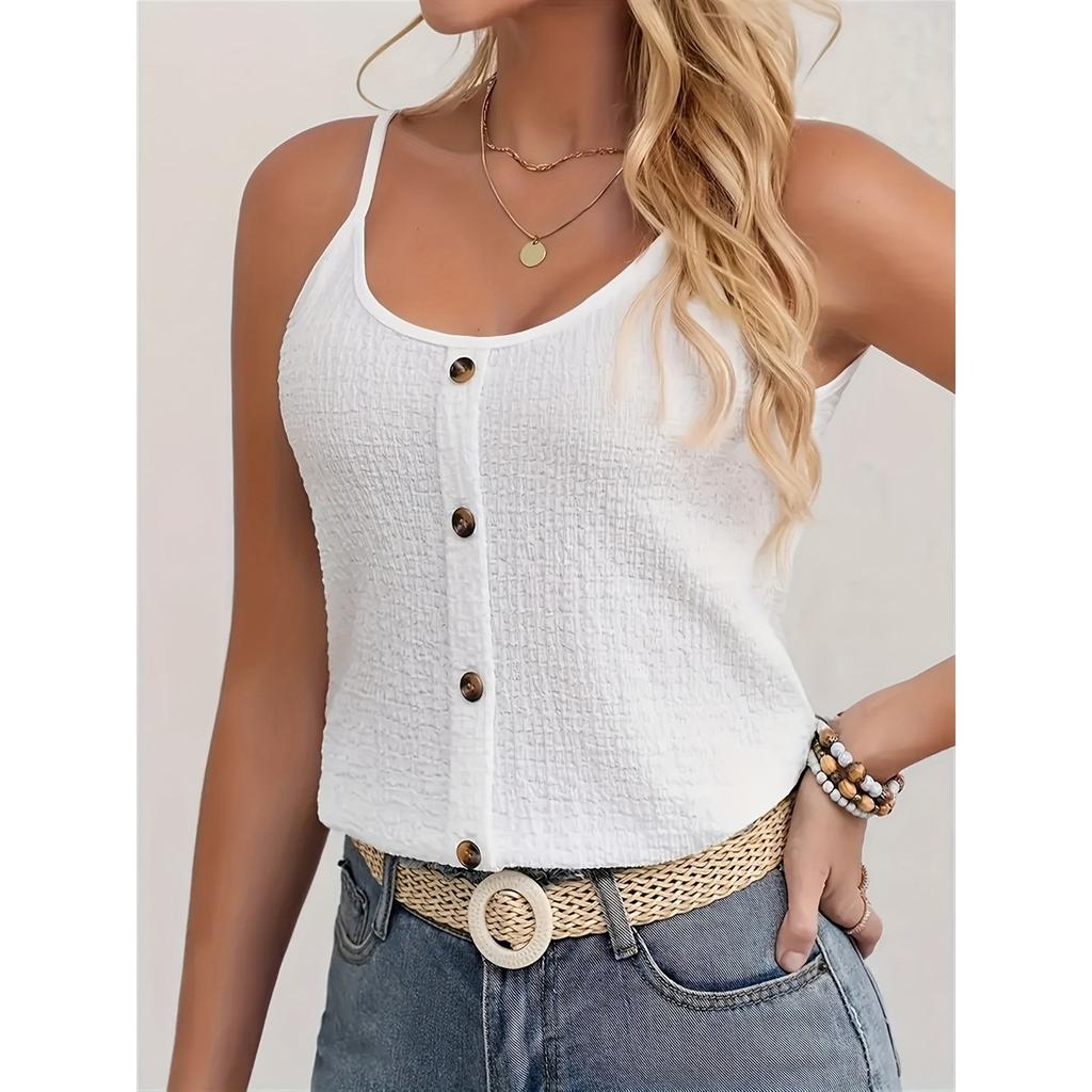 Casual Button Ladies Decoration Fashionable Camisole Black And White Green And Green