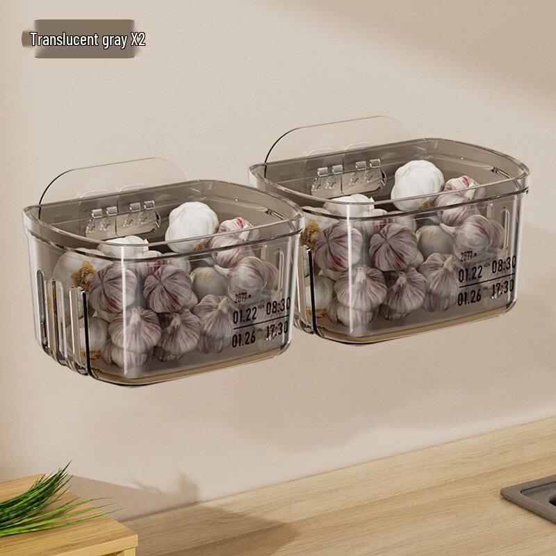 LISM Translucent Grey Kitchen Wall & Countertop Storage Bins - 6 Pack