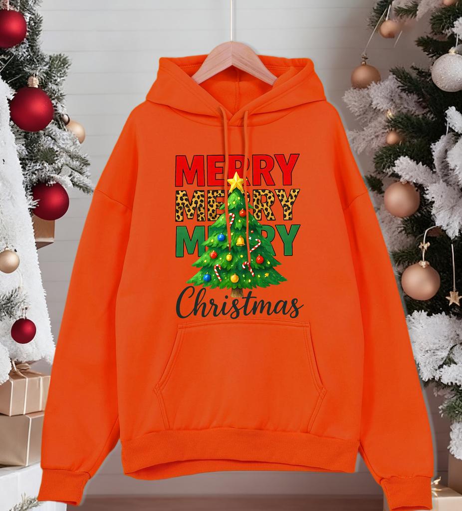 Merry Christmas Green Tree Design Men Hoody Pocket All-Match Hoodies Casual Fleece Streetwear Oversized Comfortable Pullover