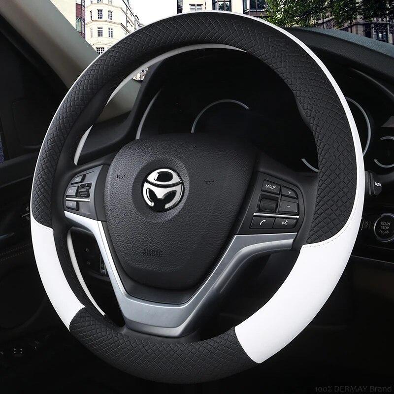 100% DERMAY Brand Leather Steering Wheel Cover Non-slip for Renault Megane 2 II MK2 2002-2009 Car Styling Auto Accessories