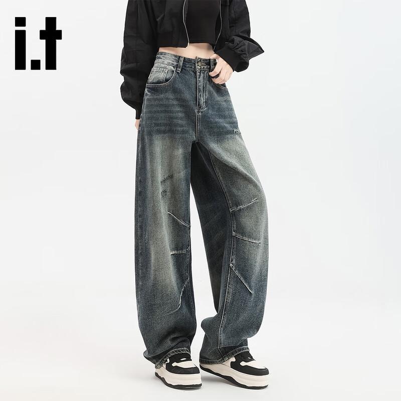 Izzue Women's Vintage Loose Straight Wide-Leg Jeans