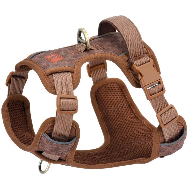 Adjustable Leather Pet Harness Vest With Reflective Stripes Small To Medium Dogs Outdoor Walking Safety