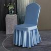Solid Color Thicken Elastic Pleated Hem Dining Chair Cover Non-slip Slipcover Light Luxury Banquet Chair Cover Hotel Decor