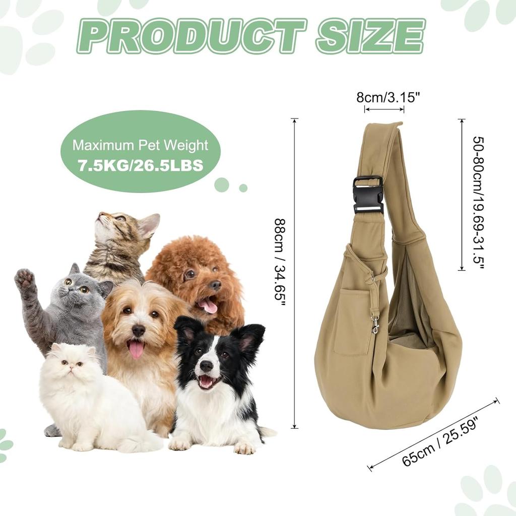 Dog Cat Sling Carrier for Small Pets Up to 16.5Lbs Breathable Mesh Buckle Cross Body Shoulder Bag for Outdoor Travel Camping