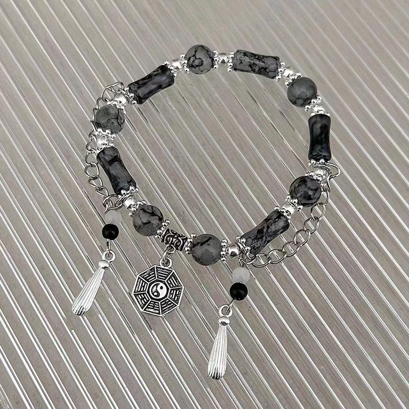 Retro Chinese Style Bamboo Joint Bracelet For Women Men Blessing Beading Chain Bangle Couple Bracelet Jewelry Accessories Gifts